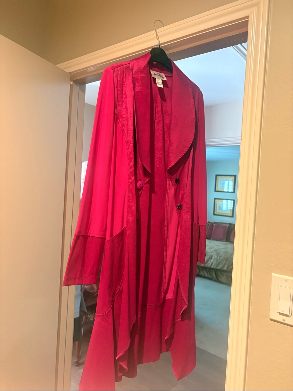 Joseph Ribkoff Fuchsia Draped Long Robe Coat